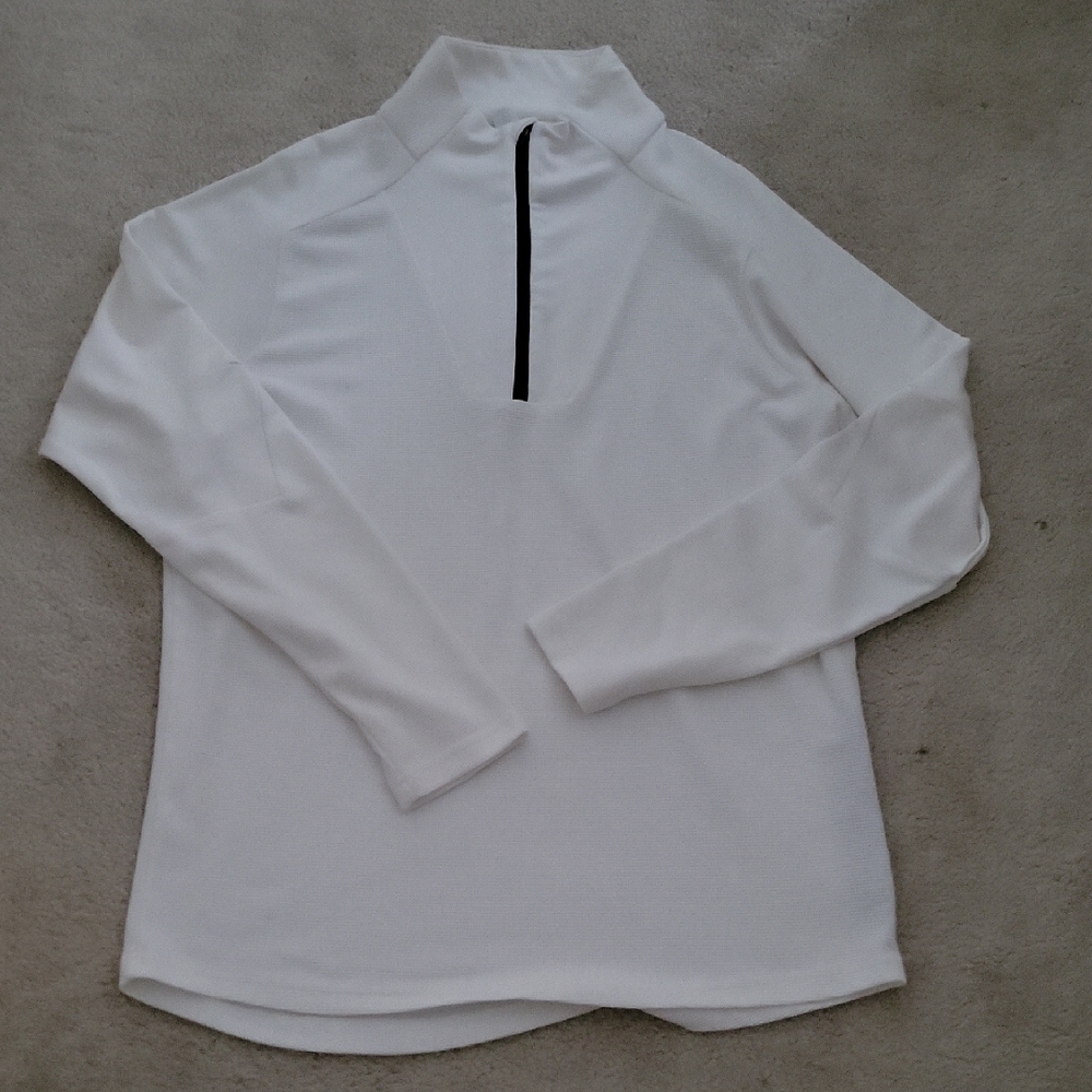 State And Liberty Men's  White 1/4 Zip Athletic Top Single Side Zip Pocket Large